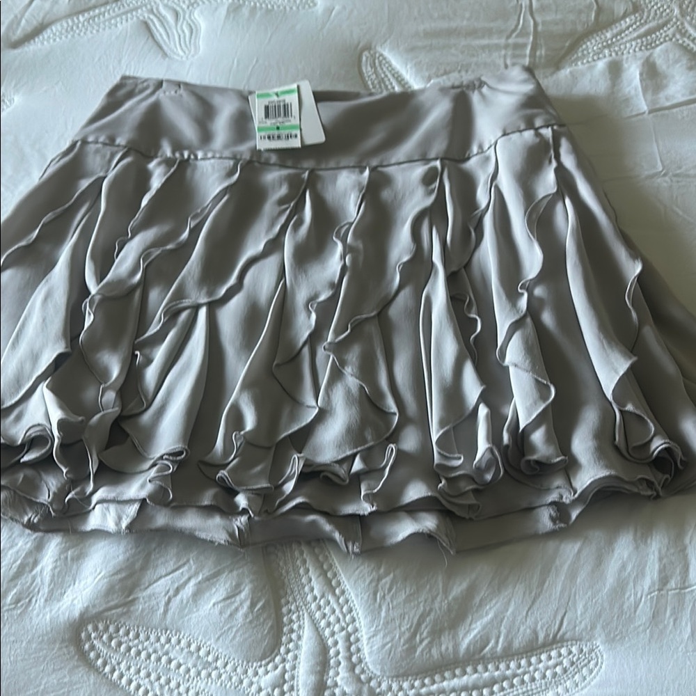 INC International Concepts Light Gray Ruffle Mini Skirt.new